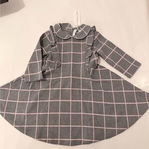 Gray and Pink Checkered Kids Dress